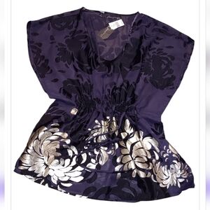 Patterson J Kincaid Purple & Gold Shear Woman's Blouse Size S With Tg $98